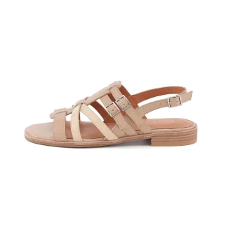 ARIETTE - Sandales Plates en Cuir Nude