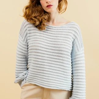 KELLY - Pull Ciel en Crochet Femme