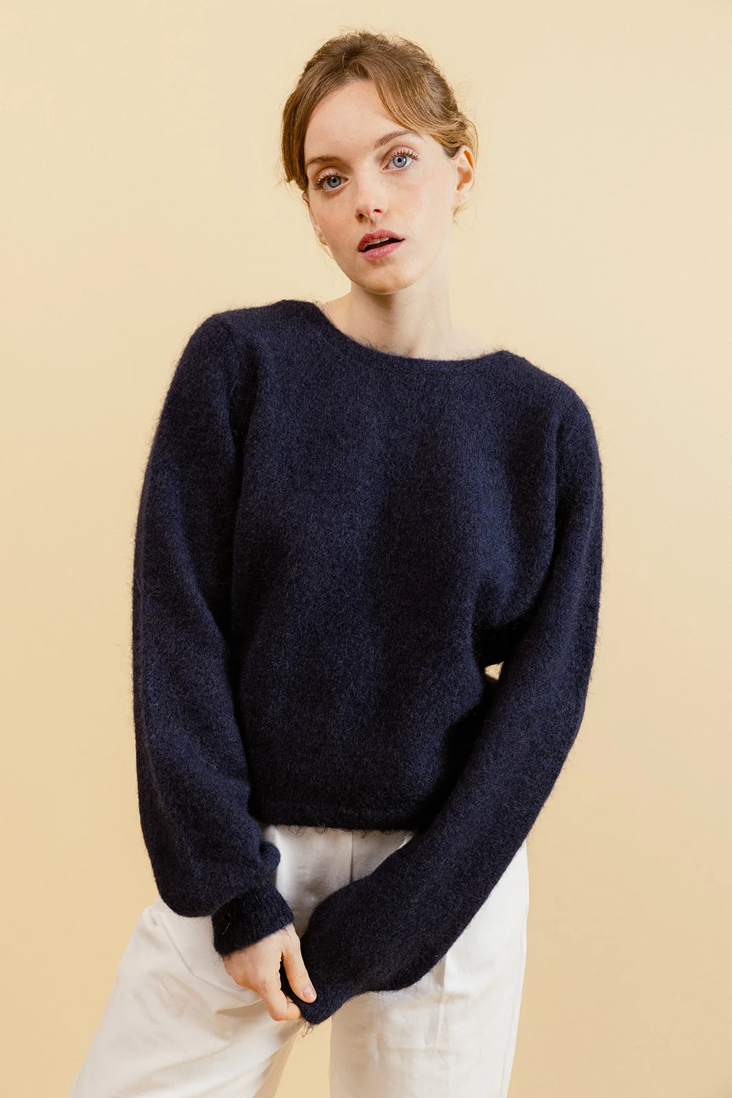 NATE - Pull Marine en Maille Torsadée Femme – Image 3