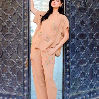 Ensemble brodé blouse & pantalon Missali