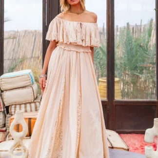 Robe Longue Épaules Dénudées Notche